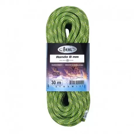 BEAL CORDE RANDO 8MM 30M GREEN Corde Escalade 1-110795