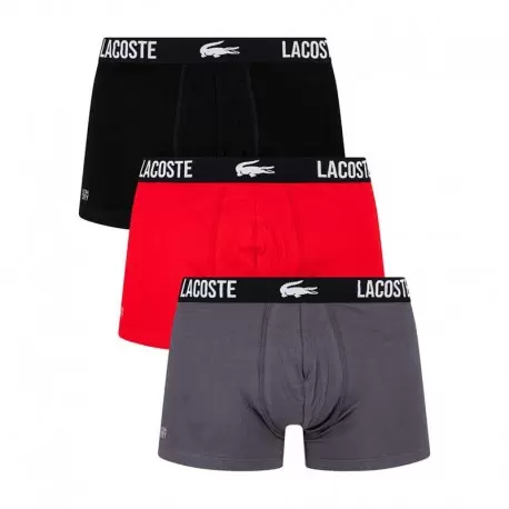 LACOSTE BOXERS PACKX3 NOIR FONTE ROUGE Sous-Vêtements Mode Lifestyle 1-104588